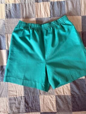 Vintage Teal Elastic High Waist Easy Pull On Shorts